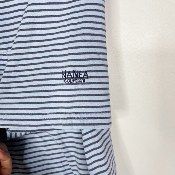 Johnnie-O Mens Large Blue Pencil Striped Original Cotton Polo Chest Pocket Golf - Picture 4 of 11